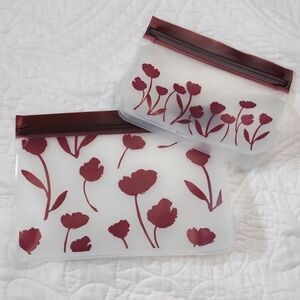 * Thirty-One Delicate Floral Re-Useable Ziplock Bags, Small & Medium, Like New